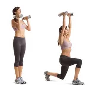 Reverse Lunges with Dumbbell Rows